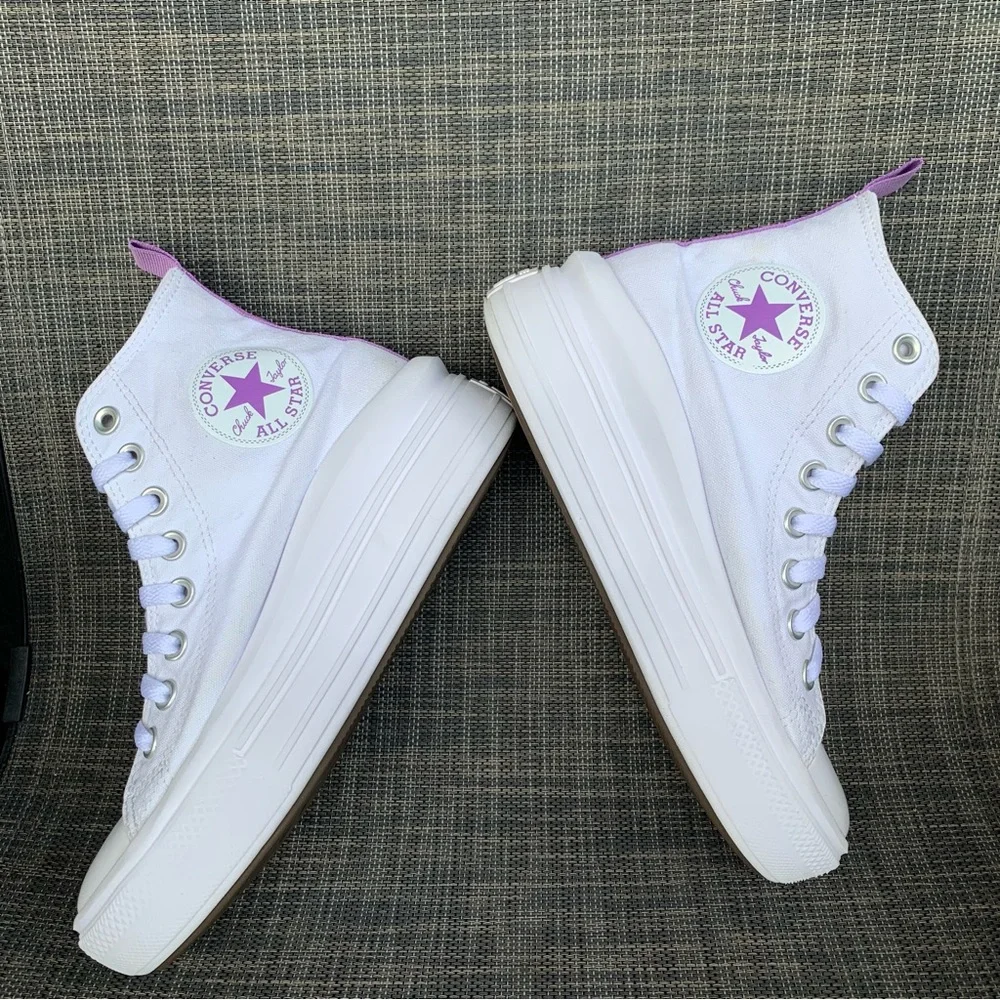 Converse Chuck Taylor All Star Move Platform White/Purple High-Top Sneakers 5 Y